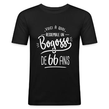 bogosse 66 ans cadeau humour anniversaire 66 ans - T-shirt près du corps Homme - noir - Devant - Nik (191cm)