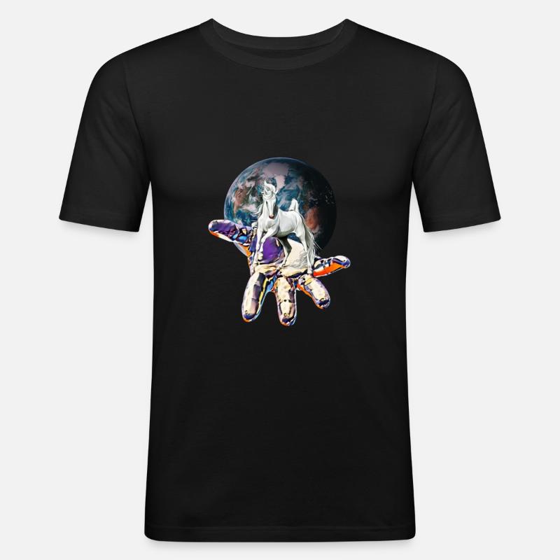 Pferd - Männer Slim Fit T-Shirt - Schwarz