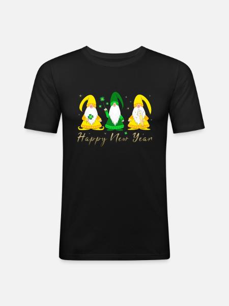 Bonne année gnome imp - T-shirt près du corps Homme - noir