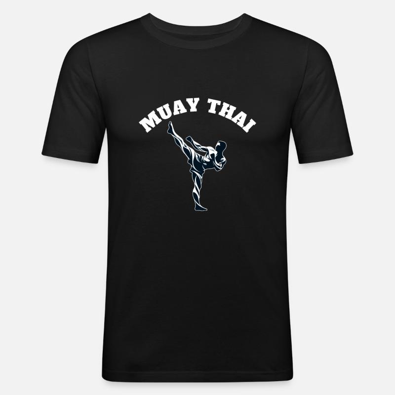 Muay Thai Kick Design - Männer Slim Fit T-Shirt - Schwarz