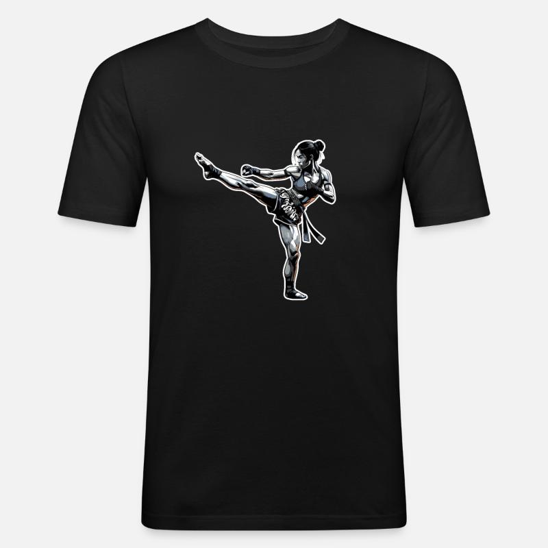 Muay Thai Mädchen - Männer Slim Fit T-Shirt - Schwarz