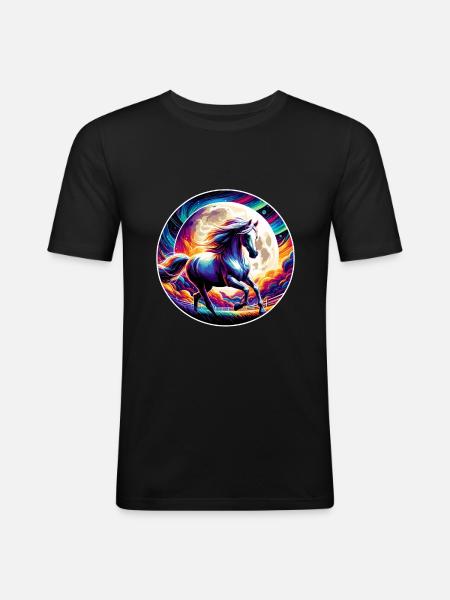 Arabische Pferdekunst - Männer Slim Fit T-Shirt - Schwarz