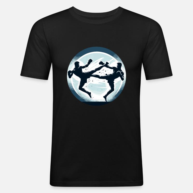Muay Thai Bild - Männer Slim Fit T-Shirt - Schwarz