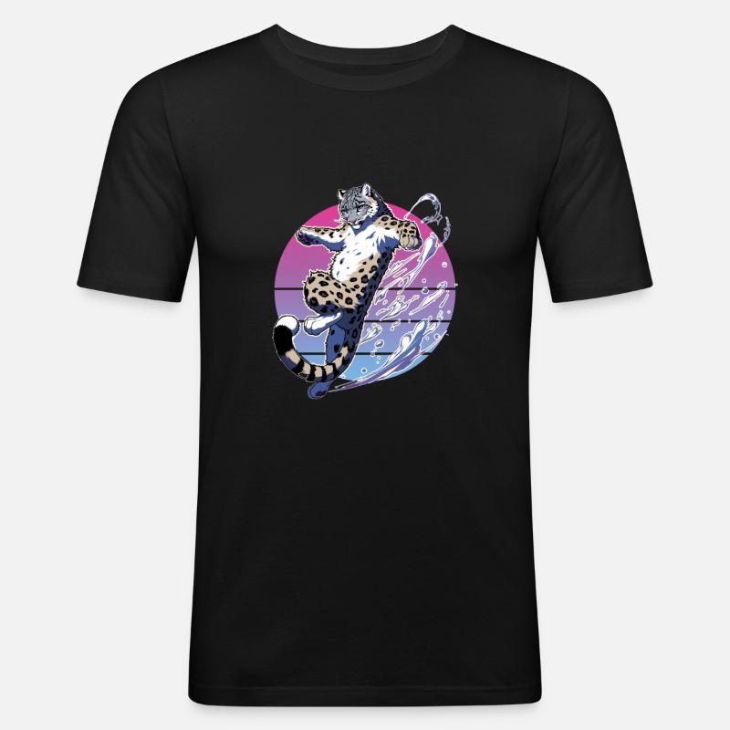 Schneeleopard Leopard Weißer Leopard - Männer Slim Fit T-Shirt - Schwarz