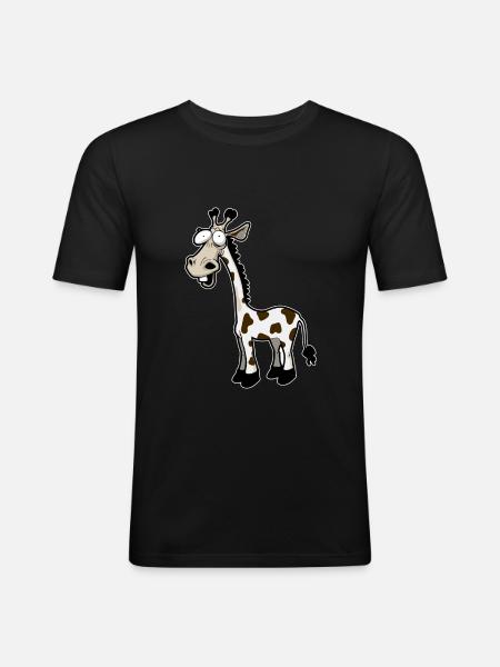 Funny Giraffe Drawn Giraffe - Men's Slim Fit T-Shirt - black