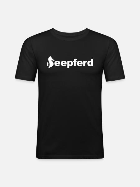 Seepferd - Männer Slim Fit T-Shirt - Schwarz