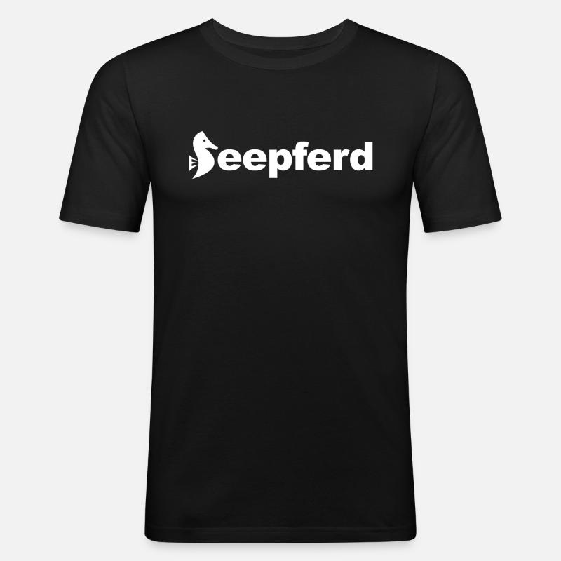 Seepferd - Männer Slim Fit T-Shirt - Schwarz