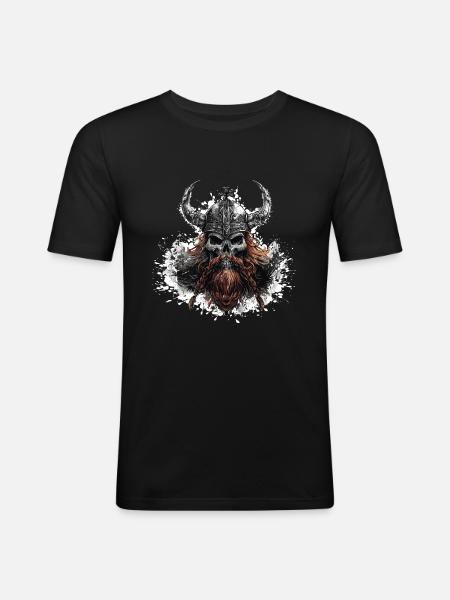 Viking Odin Skull - Men's Slim Fit T-Shirt - black