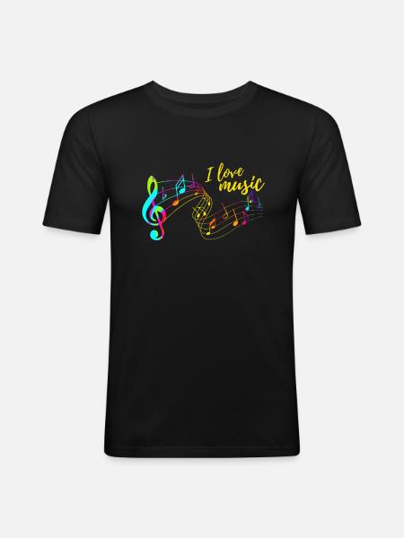I love music - Men's Slim Fit T-Shirt - black