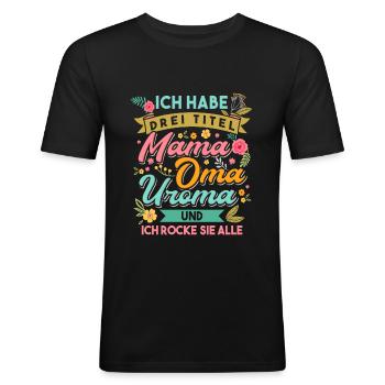 Uroma Urgroßmutter Urgroßeltern Geschenk - Männer Slim Fit T-Shirt - Schwarz - Vorne - Nik (191cm)