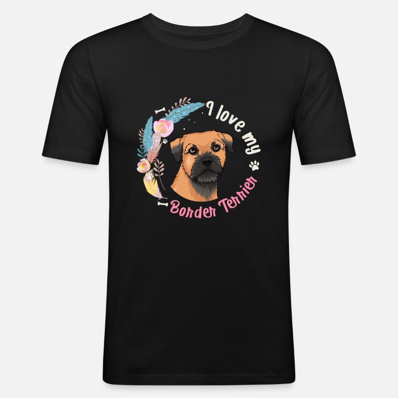 Border Terrier - Männer Slim Fit T-Shirt - Schwarz