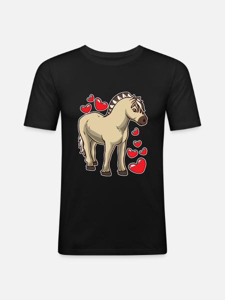Fjordpferd Geschenk - Männer Slim Fit T-Shirt - Schwarz