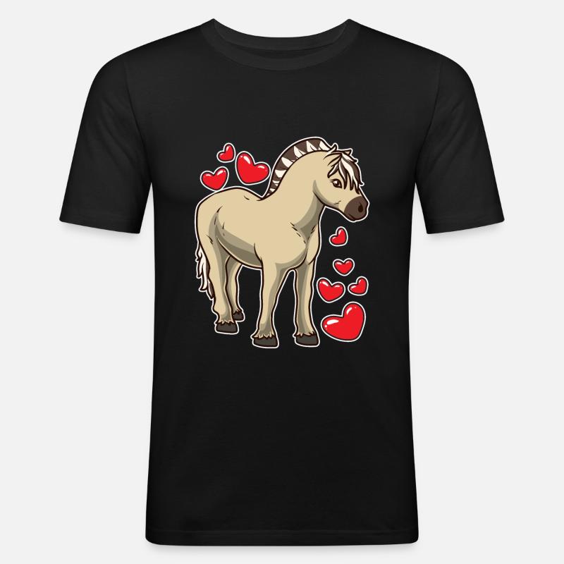 Fjordpferd Geschenk - Männer Slim Fit T-Shirt - Schwarz
