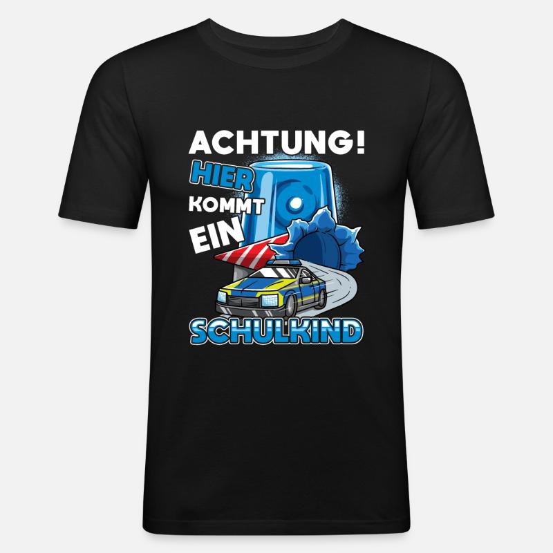 Einschulung Polizei Kindergarten Abschied - Männer Slim Fit T-Shirt - Schwarz