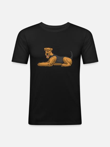 Airedale Terrier Hund - Männer Slim Fit T-Shirt - Schwarz