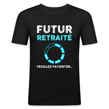 Départ en retraite idée cadeau homme - T-shirt près du corps Homme - noir - Devant - Nik (191cm)