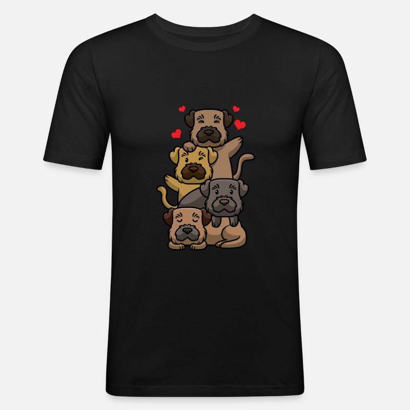 Border Terrier - Männer Slim Fit T-Shirt - Schwarz