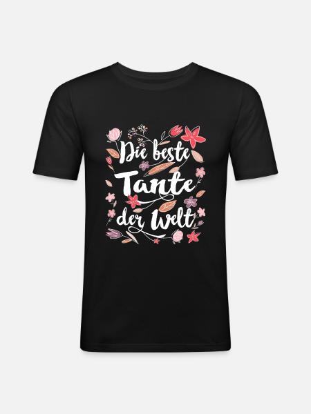 Beste Tante - Männer Slim Fit T-Shirt - Schwarz