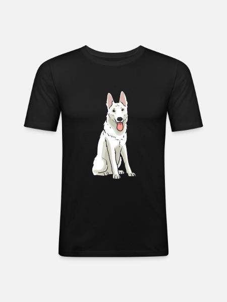 Weißer Schweizer Schäferhund - Männer Slim Fit T-Shirt - Schwarz