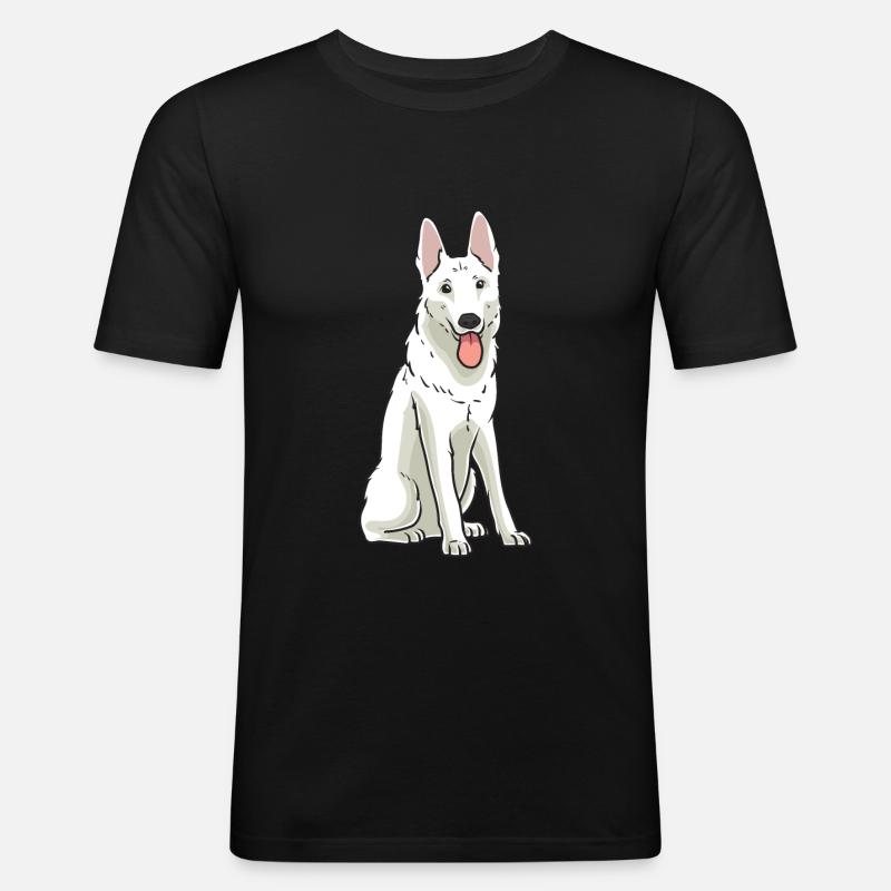 Weißer Schweizer Schäferhund - Männer Slim Fit T-Shirt - Schwarz