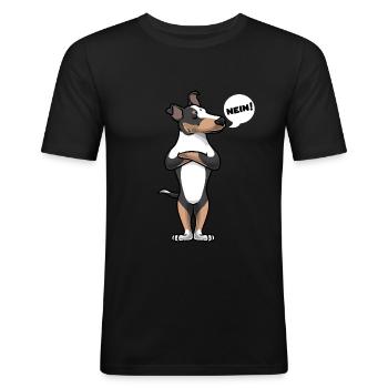 Sturer Kurzhaarcollie Collie Hund - Männer Slim Fit T-Shirt - Schwarz - Vorne - Nik (191cm)