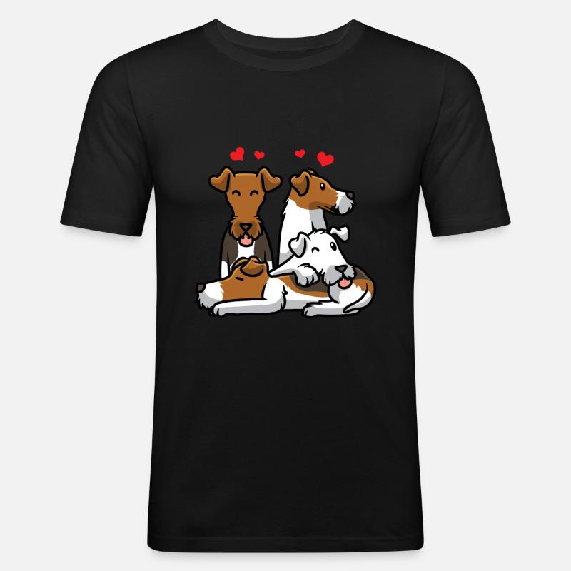 Foxterrier Drahthaar - Männer Slim Fit T-Shirt - Schwarz