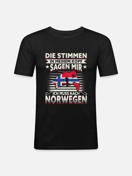 Angeln Norwegen - Männer Slim Fit T-Shirt - Schwarz