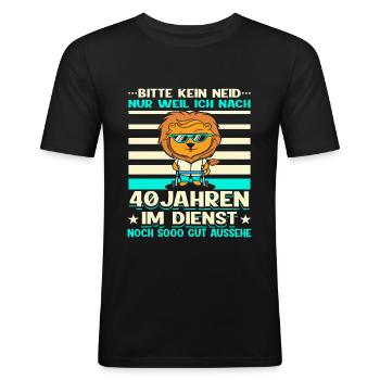 40 Jähriges Dienstjubiläum Firmenjubiläum - Männer Slim Fit T-Shirt - Schwarz - Vorne - Nik (191cm)