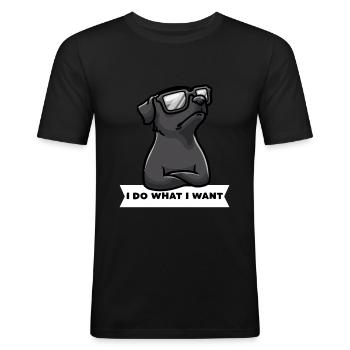 Stubborn Patterdale terrier dog - Men's Slim Fit T-Shirt - black - Front - Nik (191cm)