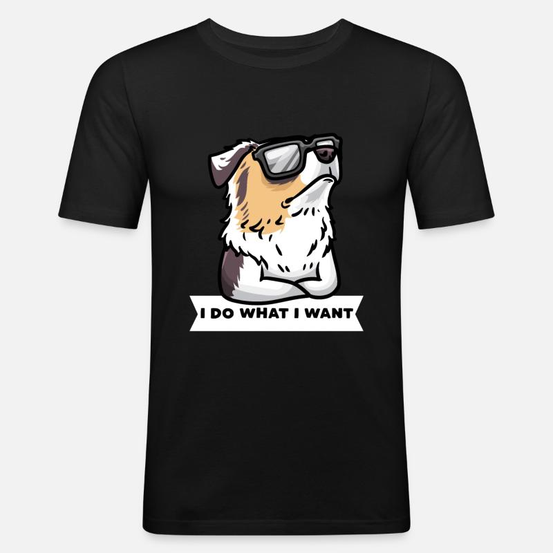 Sturer Australian Shepherd Hund Aussie - Männer Slim Fit T-Shirt - Schwarz