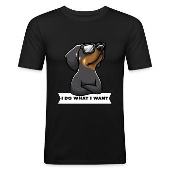 Sturer Slowakische Hund Schwarzwildbracke - Männer Slim Fit T-Shirt - Schwarz - Vorne - Nik (191cm)