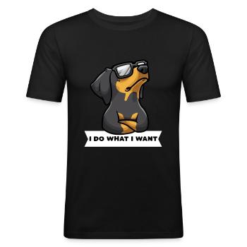 Sturer Brandlbracke Hund Vieräugl Kärntner Bracke - Männer Slim Fit T-Shirt - Schwarz - Vorne - Nik (191cm)