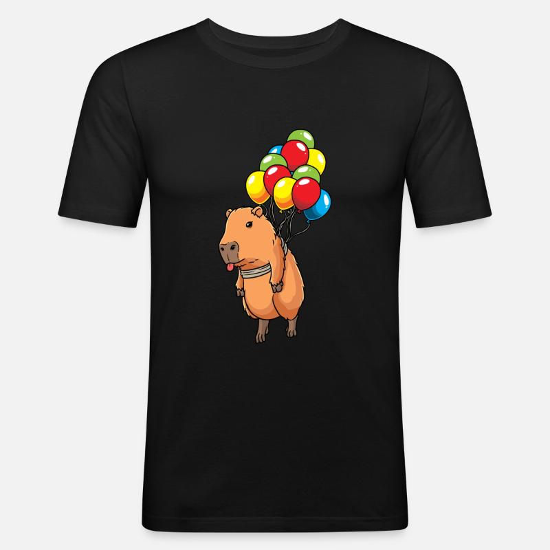 Capybara Capybara med ballonger Capybara - Slim Fit T-skjorte for menn - svart
