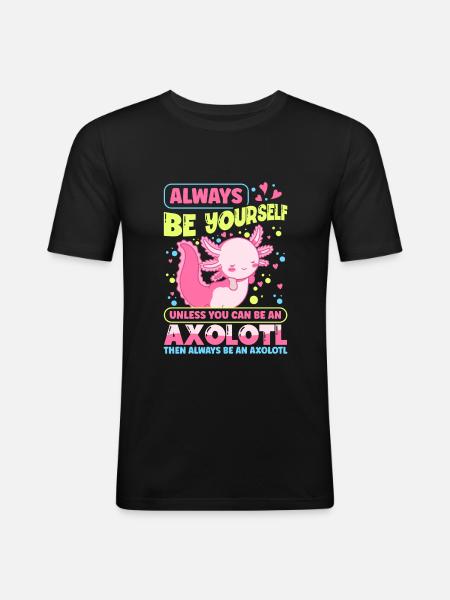 Axolotl - Männer Slim Fit T-Shirt - Schwarz