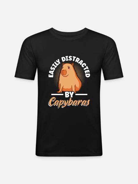 Capybara capybara rongeur - T-shirt près du corps Homme - noir