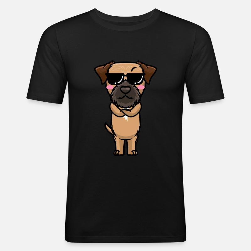 Border Terrier Hund - Männer Slim Fit T-Shirt - Schwarz