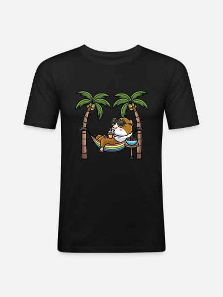 Cochon d’Inde dans un hamac - T-shirt près du corps Homme - noir