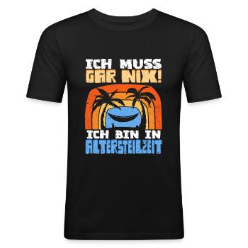 Altersteilzeit - Männer Slim Fit T-Shirt - Schwarz - Vorne - Nik (191cm)