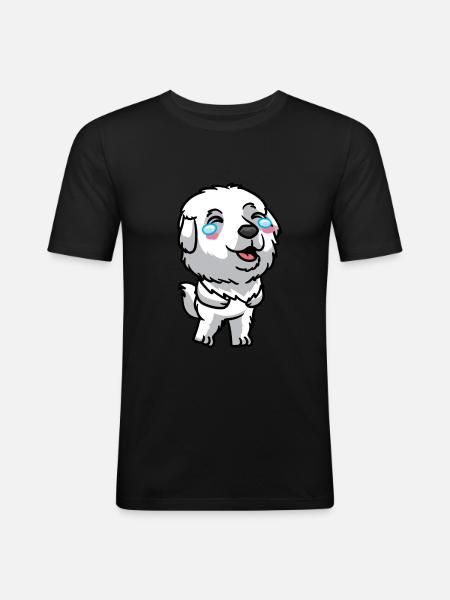 Pyrenean Mountain Dog Laughing - Men's Slim Fit T-Shirt - black