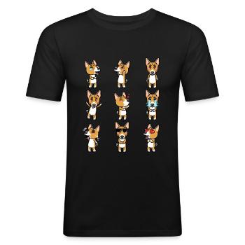 Basenji Hund Emoticon - Männer Slim Fit T-Shirt - Schwarz - Vorne - Nik (191cm)