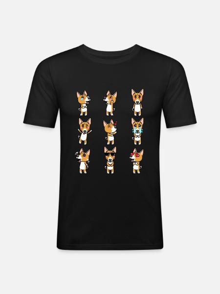 Basenji Dog Emoticon - Men's Slim Fit T-Shirt - black