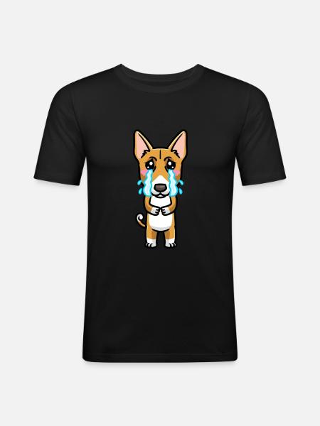 Basenji Dog Emoticon - Men's Slim Fit T-Shirt - black