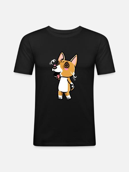 Basenji Dog Emoticon - Men's Slim Fit T-Shirt - black