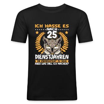 25 Jähriges Dienstjubiläum Firmenjubiläum - Männer Slim Fit T-Shirt - Schwarz - Vorne - Nik (191cm)