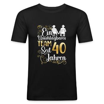 Rubinhochzeit 40 Jahre Verheiratet Hochzeitstag - Männer Slim Fit T-Shirt - Schwarz - Vorne - Nik (191cm)