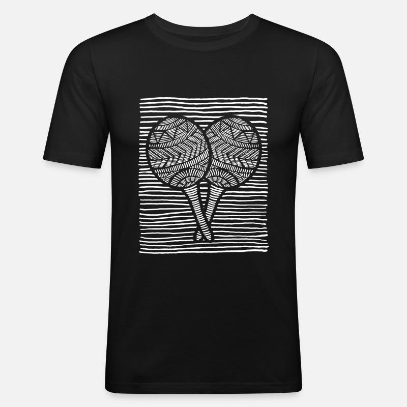 Maracas Percussion Percussionist Musiker - Männer Slim Fit T-Shirt - Schwarz