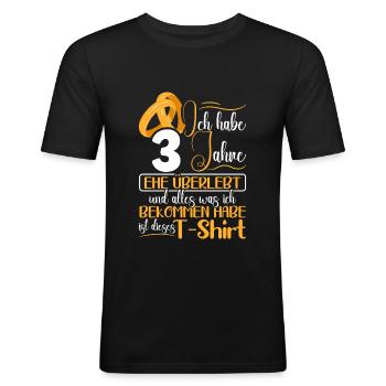 3 Jahre Verheiratet 3. Hochzeitstag - Männer Slim Fit T-Shirt - Schwarz - Vorne - Nik (191cm)