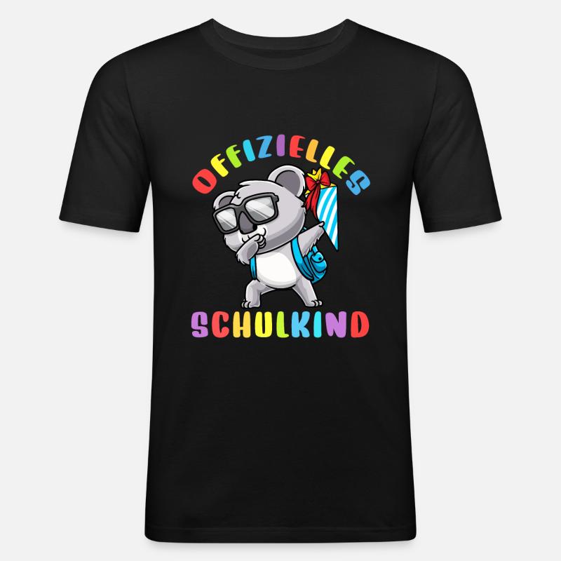 Schulkind Einschulung Koala - Männer Slim Fit T-Shirt - Schwarz