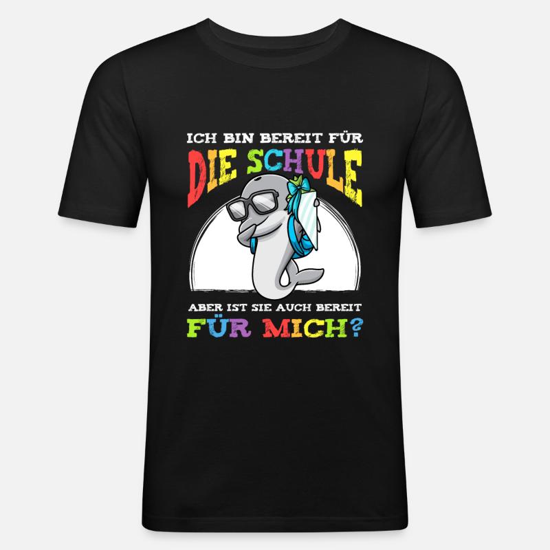 Schulkind Einschulung Delfin - Männer Slim Fit T-Shirt - Schwarz