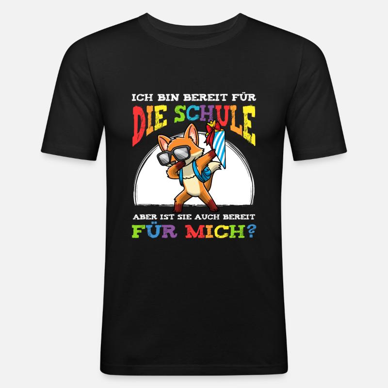 Schulkind Einschulung Fuchs - Männer Slim Fit T-Shirt - Schwarz